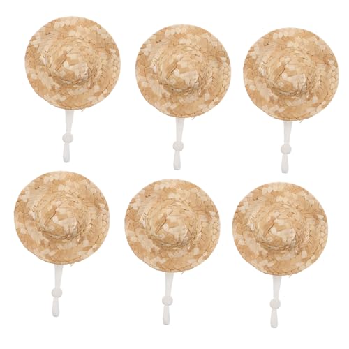 BESPORTBLE 10 Stück Teiliges Mini Strohhüte Handgewebt aus Bambus mit Kinnriemen Langlebige Miniatur Sombrero Hüte für Puppenhaus Dekorationen und DIY Bastelzubehör von BESPORTBLE