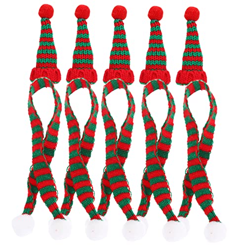 BESPORTBLE 10 Stück Teiliges Mini Weihnachtsmützen und Strickschal Wolle Dekorative Flaschenhüllen für Weinflaschen Festliche DIY Deko für Weihnachtsfeiern und Familienzusammenkünfte von BESPORTBLE