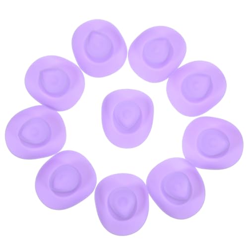 BESPORTBLE 10 Stück Teiliges Mini Western Cowboy Hüte Kleine Dekorative Puppenhüte in Violett für DIY Bastelprojekte Puppenhaus Western Party und Kreative Geschenkideen von BESPORTBLE