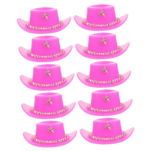 BESPORTBLE 10 Stück Teiliges Miniatur Cowboyhüte mit Strasssteinen Leichte Dekorative Puppenhüte aus Stabilem Kunststoff Winzige DIY Doll Hats für Bastelprojekte und Festliche Puppenkostüme von BESPORTBLE