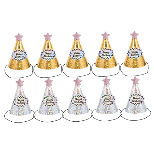 BESPORTBLE 10 Stück Teiliges Party Cone Hut aus Bunte Kindergeburtstagsmützen Goldene und Silberne Geburtstagskegel für Festliche Feiern Sichere Geburtstagskappen für Erwachsene von BESPORTBLE