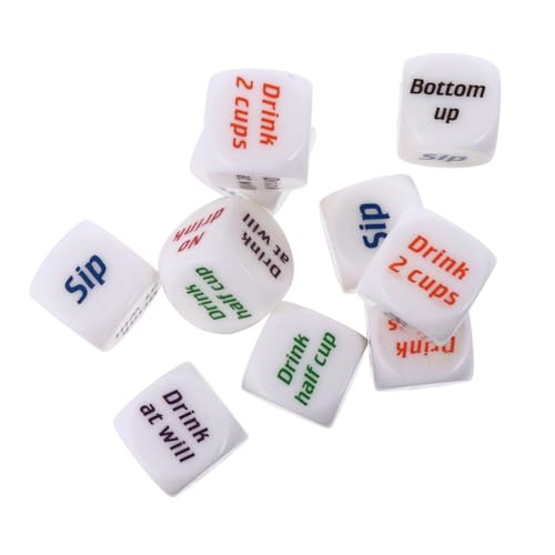 BESPORTBLE 10 Stück Teiliges Weiße Acryl würfel mit Abgerundeten Kanten Robuste Trinkspiel dice für Bar und Party Unterhaltsames Würfelspiel für Erwachsene für Festival Gesellschaftsspiele von BESPORTBLE