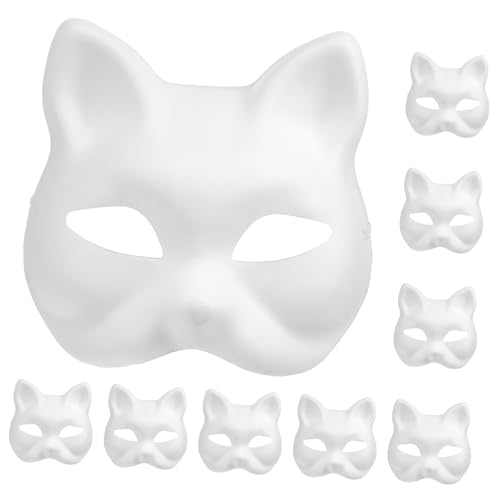 BESPORTBLE 10 Stück Teiliges Weiße Katzenmasken aus Papiermasse zum Bemalen Leichte Blanko Tiermasken für DIY Kostüm und Kinderparty Verstellbar und Komfortabel für Erwachsene BESPORTBLE 10 Stück Teiliges Weiße Katzenmasken aus Papiermasse zum Bemalen Leichte Blanko Tiermasken für DIY Kostüm und Kinderparty Verstellbar und Komfortabel für Erwachsene von BESPORTBLE
