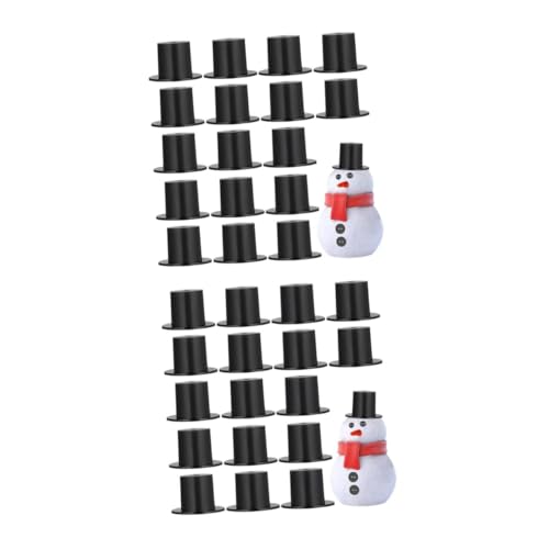 BESPORTBLE 100 Stck. Mini Doll Hüte aus Kunststoff Schwarze Mini Schneemann Hüte Multifunktionale Puppenzubehör für DIY Fasching Weihnachtsdeko Kawaii Kleine Mützen von BESPORTBLE