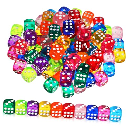 BESPORTBLE 100 Stück Bunte Würfel aus Acryl Farben für Würfelspiele Tischspiele Sicher und Tragbar Aufbewahrungsbox für Partys und Spielabende von BESPORTBLE