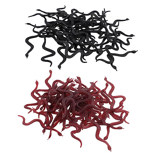 BESPORTBLE 100 Stück Teiliges Realistische Spielzeugschlangen aus Sicherem Material Flexible Halloween Deko und Party Requisiten Lebensechte Nachbildung in Schwarz und Braun für von BESPORTBLE