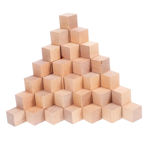 BESPORTBLE 100 Stück Teiliges Unbehandelte Holzbausteine Quadratische Bauwürfel aus Naturholz Pädagogisches für Kreatives Lernen Montessori Basteln Mathe und Räumliches Denken von BESPORTBLE