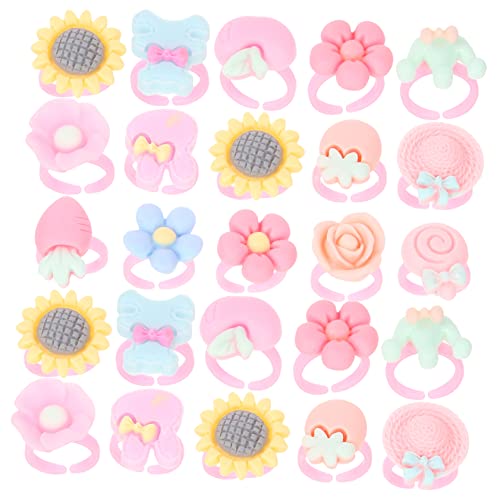 BESPORTBLE 100Stücke Blumenringe Kinderringe Für Schmuck Zum Verkleiden Für Kleine Cartoon Designs von BESPORTBLE