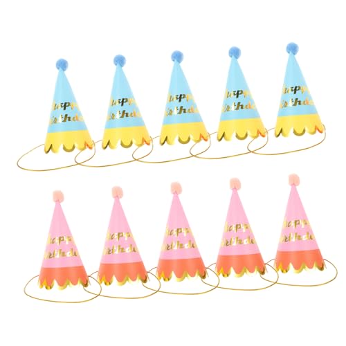 BESPORTBLE Papierkegel-geburtstagshüte Für Jungen Und Mädchen 10 Gastgeschenke Kopfbedeckungen Dekorationen Für Geburtstagspartys Spaß Für Kinder von BESPORTBLE