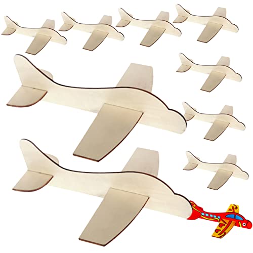 BESPORTBLE 10Stücke Holzflugzeug Modellbausatz DIY Bastelset Für Bemalen Kinderspielzeug Kreatives Holzflugzeug Für Bastelprojekte von BESPORTBLE