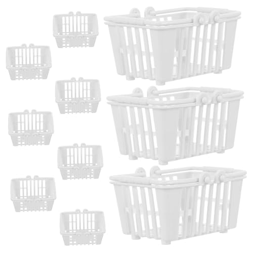 BESPORTBLE 10Stücke Mini Einkaufskorb Miniature Aufbewahrungskörbe Für Puppenhaus Plastikkörbe Mit Griff Für Dekoration von BESPORTBLE