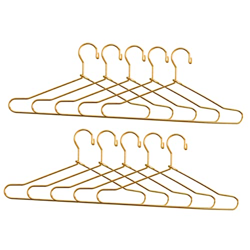 BESPORTBLE 10Stücke Miniaturlager Für Puppenbekleidung Metall Kleiderbügel Für Puppen Kleine Haken Goldfarben Puppenhaus Dekoration von BESPORTBLE