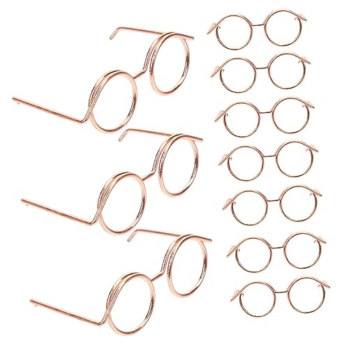 BESPORTBLE 10Stücke Puppen Metallrahmen Ohne Gläser Runde Puppenbrille Roségold Perfektes Zubehör Für Puppen Outfits Und Rollenspiele von BESPORTBLE