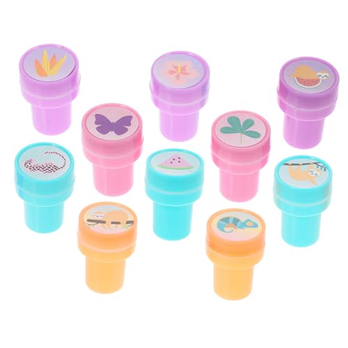 BESPORTBLE 10Stücke Selbstfärbende Stempel Für Verschiedene Tier Und Blumenmotive Partygeschenk Für Geburtstagsfeiern Ostern Und Halloween Große Auswahl von BESPORTBLE