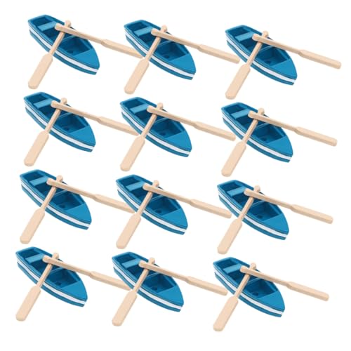 BESPORTBLE 12 Sätze Teiliges Mini Holzboot mit Ruderern Handgefertigte Blaue Miniatur Kanus für DIY Feengarten Bonsai und Dekorative Flusslandschaften Detailreiche Holzfiguren für von BESPORTBLE
