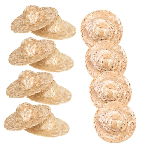 BESPORTBLE 12 Stück Gestrickte Mini Strohhüte Dekor Mini Kostümhut Handgewebte Strohhüte Miniatur Gewebte Hüte Zum Basteln von BESPORTBLE