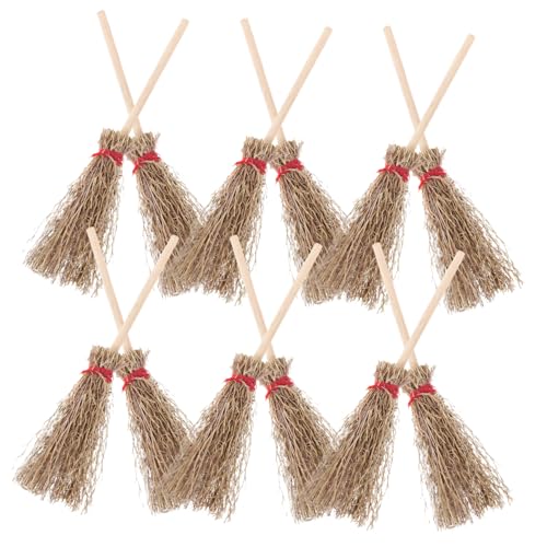 BESPORTBLE 12 Stück Mini Hexenbesen mit Rotem Seil Halloween Deko Zubehör Große Besenform Langlebige Kostüm Requisite für Hexen und Zauberer für Party Dekoration und von BESPORTBLE