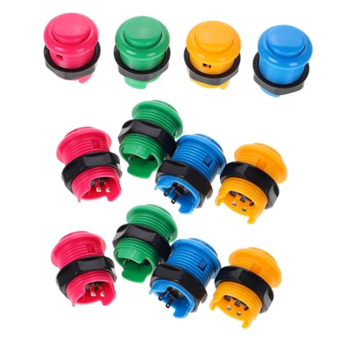 BESPORTBLE 12 Stücke Montagemomentan Spiel Druckknopf Schalter für Spiele Zubehör Quadratische Knöpfe Aluminium Knopffeld Rote Druckknöpfe Benutzerfreundliches Plug in Design von BESPORTBLE