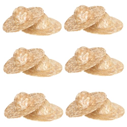 BESPORTBLE 12 Stück Teiliges Handgewebter Mini Strohhüte für Puppen Kleine Leichte Bastelhüte für DIY Dekoration Puppenzubehör und Kreative Handwerksprojekte von BESPORTBLE