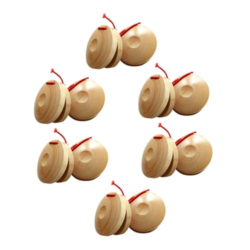 BESPORTBLE 12 Stück Teiliges Holz fingerkastagnetten Percussion Instrument Lernspielzeug für Rhythmusförderung Musikalische Früherziehung Holzinstrumente Natürliche Farbe von BESPORTBLE