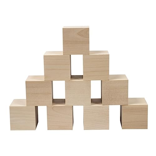 BESPORTBLE 12 Stück Teiliges Holzbausteine Quadratische Bauklötze Montessori für Kleinkinder Frühe Bildung Kreatives Stapelspiel Sicher und Langlebig aus Ökologischem Holz von BESPORTBLE
