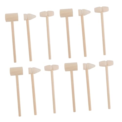 BESPORTBLE 12 Stück Teiliges Holzhammer Mini Mallets mit Glatten Kanten Sicherer Griff Pädagogisches Montessori Hand Augen Koordination zum Öffnen von Krabben und Basteln von BESPORTBLE