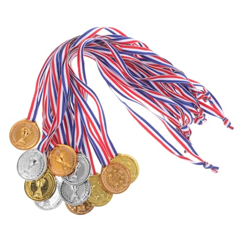 BESPORTBLE 12 Stück Teiliges Kunststoff Medaillen für Fußball Medaillen Auszeichnung für Sportveranstaltungen Partys und Kostüme Gold Silber von BESPORTBLE