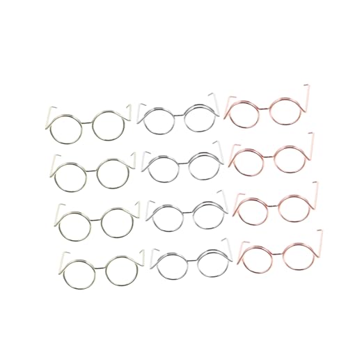 BESPORTBLE 12 Stück Teiliges Mini Puppenbrillen aus Kupferdrahtloser Fassung in Roségold Silber Gold Dekorative Mini Sonnenbrillen für Puppen und Bastelzubehör Vielseitig für Puppenoutfits von BESPORTBLE