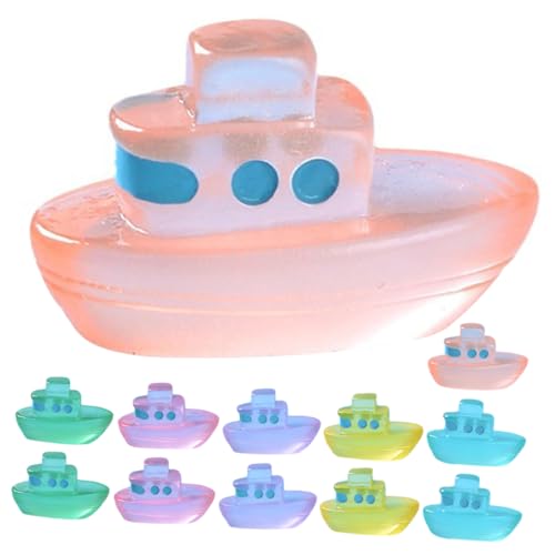 BESPORTBLE 12 Stück Teiliges Miniatur Boot Modell Resinierte Nachtleuchtende Dekorationen für Puppenhaus Mikrolandschaft und Garten Vielseitige Bunte Mini Boote für DIY Bastelprojekte und von BESPORTBLE