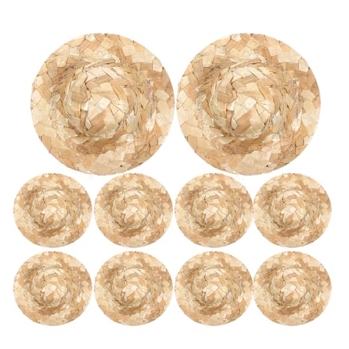 BESPORTBLE 12 Stück Teiliges Miniatur Strohhüte Handgefertigte Kleine Geflochtene Hüte als DIY Dekoration und Foto Requisiten Vielseitige Mini Hüte für Basteln und Wohnaccessoires von BESPORTBLE