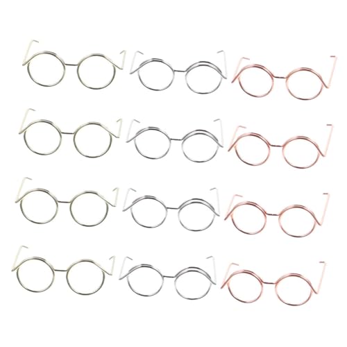 BESPORTBLE 12 Stück Teiliges Puppenzubehör Set Brillenrahmen aus Stabilem Kupferdraht für Puppen Rosa Gold Silber und Gold für Puppenhaus Dekoration und Kreatives von BESPORTBLE