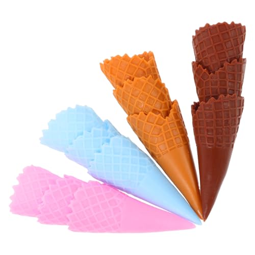 BESPORTBLE 12 Stück Teiliges Realistische Eiscreme-waffel-Modelle aus Kunststoff Detailgetreue Simulation Knuspriger Eistüten Lebensechte Miniatur-Eiscreme-Dekoration für Lernspielzeug und von BESPORTBLE