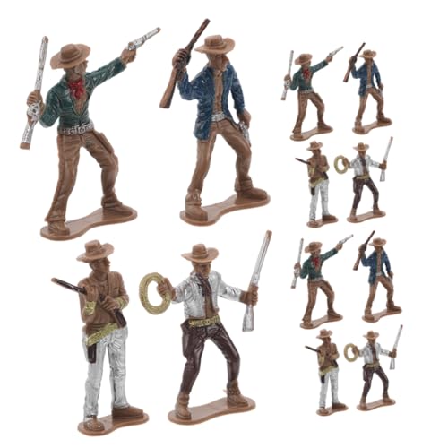 BESPORTBLE 12 Stück Teiliges Western Cowboy Figuren für Partys Dekoration und Lernspielzeug Bunte und Detailreiche Kunststoff Cowboyfiguren für Eltern Interaktion von BESPORTBLE