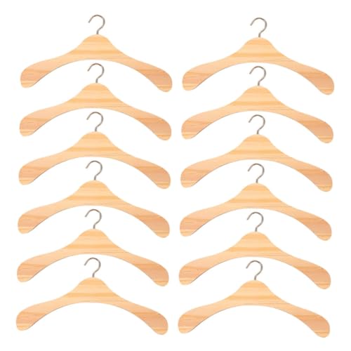 BESPORTBLE 12 Stück Teiliges aus Natürlichem Holz Puppenkleiderbügel für Puppenschrank Platzsparend und Elegant Langlebig zur Organisation von Puppenkleidung von BESPORTBLE