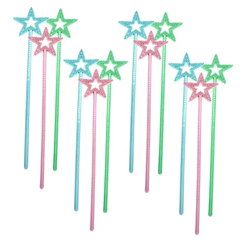 BESPORTBLE 12 Stück Zauberstab Dekorationen Prinzessin Party Favors Kinderzubehör Basteln LED Buntes Zubehör Glitzer Vortäuschen Stick Mädchen Kunststoff von BESPORTBLE