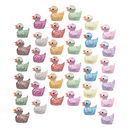 BESPORTBLE 120 Stück Teiliges Mini Glitter Resin Enten Farben Miniatur Tierfiguren für Puppenhaus Feengarten Dekoration Aquarium DIY Basteln Bunte Miniaturenten für Mikro Landschaften und von BESPORTBLE