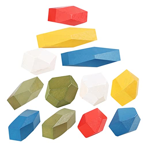 BESPORTBLE 12Stücke Holzspielzeug Bausteine für Stapelbare Holzblöcke für Kreatives und Balancieren Sicheres aus Hochwertigem Holz für Kleinkinder von BESPORTBLE