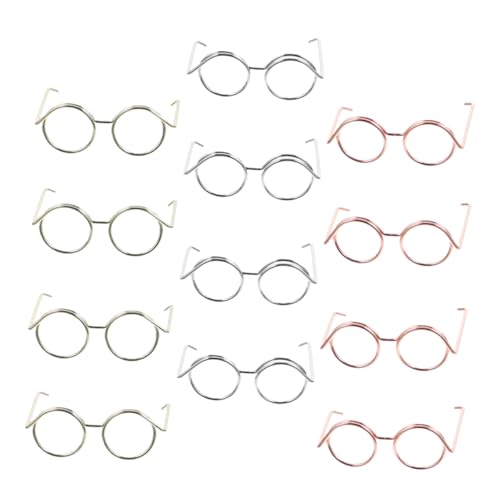 BESPORTBLE 12Stücke Mini Puppenbrillen Puppensonnenbrille Roségold und Linsenlose Brillen für Kreative Bastelarbeiten und Puppendekoration von BESPORTBLE