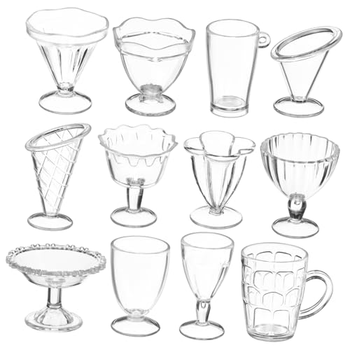 BESPORTBLE 12Stücke Mini Puppenhaus Becher Transparentes Puppenhaus Küchenzubehör Langlebige Dessertbecher für Kreative Spielideen und Stundenlangen Spielspaß von BESPORTBLE