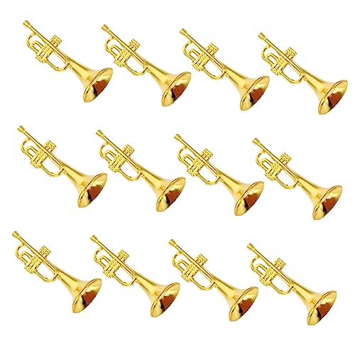 BESPORTBLE 12Stücke Musikinstrumente Modelle Für DIY Weihnachtskranz Dekoration Weihnachtsbaum Zubehör Goldene Trompete Waldhorn Und Mehr von BESPORTBLE