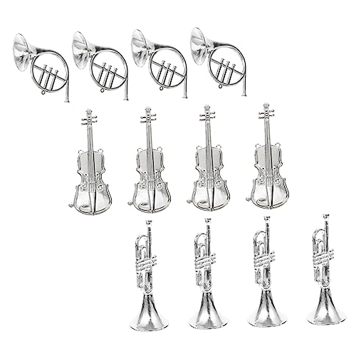 BESPORTBLE 12Stücke Musikinstrumente Weihnachtsbaum Dekoration Teiliges aus Miniaturgeigen und Hörnern für Weihnachtskranz und Weihnachtsbaumdeko für DIY von BESPORTBLE