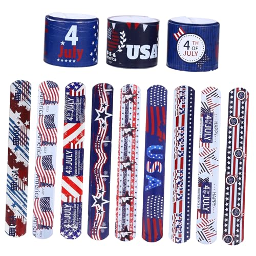 BESPORTBLE 12Stücke Slap Armbänder aus PVC Kreative Handgelenkarmbänder mit Amerikanischen Flaggenmotiven für Partygeschenke zu Unabhängigkeitstag und Festlichkeiten von BESPORTBLE
