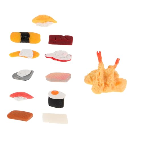 BESPORTBLE 12Stücke Sushi Figuren für Puppenhaus Realistisches Japanisches Lebensmittelmodell Dekorative Mini Hausverzierungen Authentische Küchenszene Verarbeitung von BESPORTBLE
