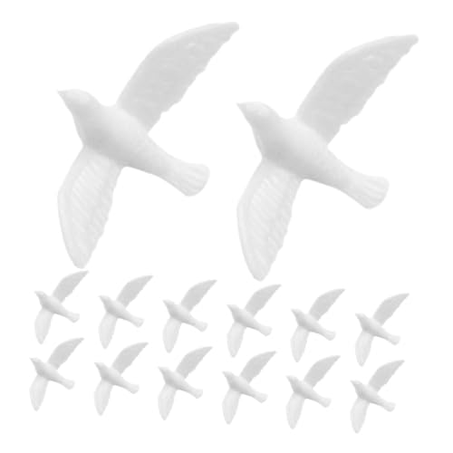 BESPORTBLE 14 Stück Teiliges Miniatur Tauben Figuren aus Resin Vintage Vogel Dekoration Rustikale Weiße Taube Miniaturen Puppenhaus Tiere für DIY Cake Topper Moos Landschaft Kreative von BESPORTBLE
