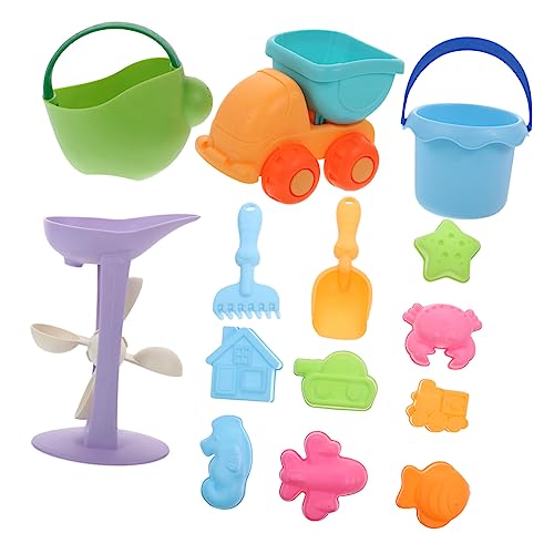 BESPORTBLE 14 Stück Teiliges Sandspielzeug Set für Kleinkinder Bunte Sandspielzeuge mit Eimer Schaufel und Truck für Strand und Sandbox Sicher für Kinderhände von BESPORTBLE