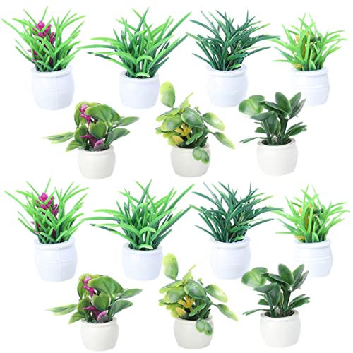 BESPORTBLE 14Stücke Mini Bonsai Modelle Für DIY Mikrolandschaften Puppenhaus Dekoration Mini Blumentöpfe Künstliche Pflanzen Figuren Für Kreative Gestaltung von BESPORTBLE