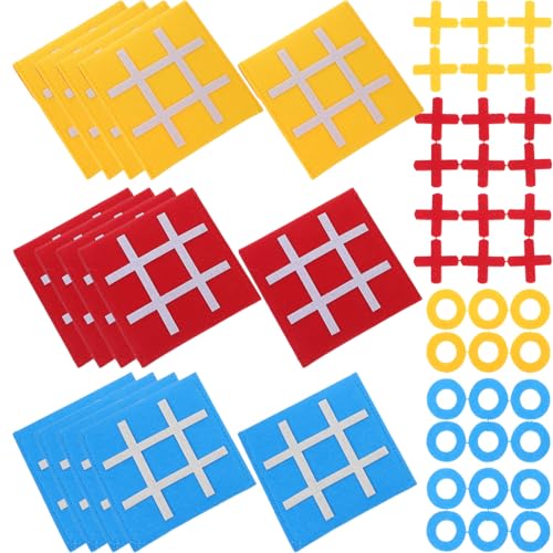 BESPORTBLE 15 Stück Mini Brettspiel Ticktacktoe Teiliges für Farbige Filzspielzeuge Rot Gelb und Blau Lernspiel für Partys und Geburtstage zur Kognitiver Fähigkeiten von BESPORTBLE