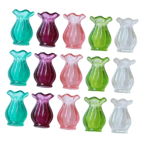 BESPORTBLE 15 Stück Miniatur Heimdekoration Sukkulenten Übertopf Blumenvase Dekor Mini Vase Basteln Miniatur Vase Für Puppenhaus Kunstharz von BESPORTBLE