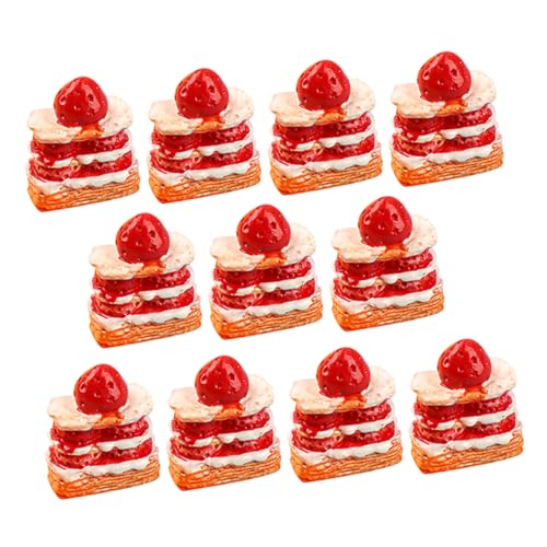 BESPORTBLE 15 Stück Teiliges Miniatur Puppenhaus Dessert Realistische Erdbeer Sahnetorte Detailreiche Mini Food Modelle für Puppenhaus Dekoration und Rollenspiel von BESPORTBLE