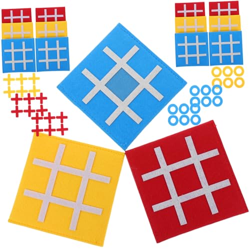BESPORTBLE 15 Stück Teiliges Ticktacktoe Brettspielset aus Filz für Lernspielzeug Rot Gelb und Blau für Reisen Kreativität und Logischem von BESPORTBLE